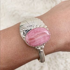 M Spencer sterling silver Rhodochrosite bangle